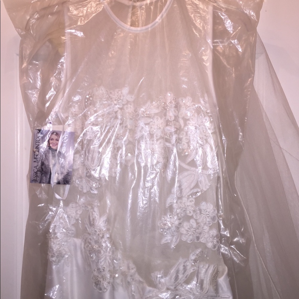 Wedding dress and veil